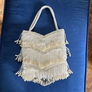 Satin Beaded Evening Bag Purse-EUC